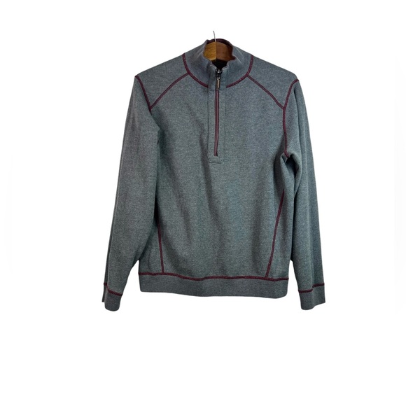 Tommy Bahama Mens Reversible Gray Red Long Sleeve Mock Neck Sweater Size S - Picture 4 of 11